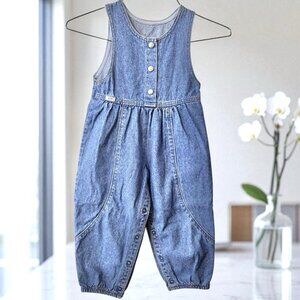 Lee Bib Jean Overalls Romper Toddler Rainbow Stitch USA Bare Back Vintage 4T
